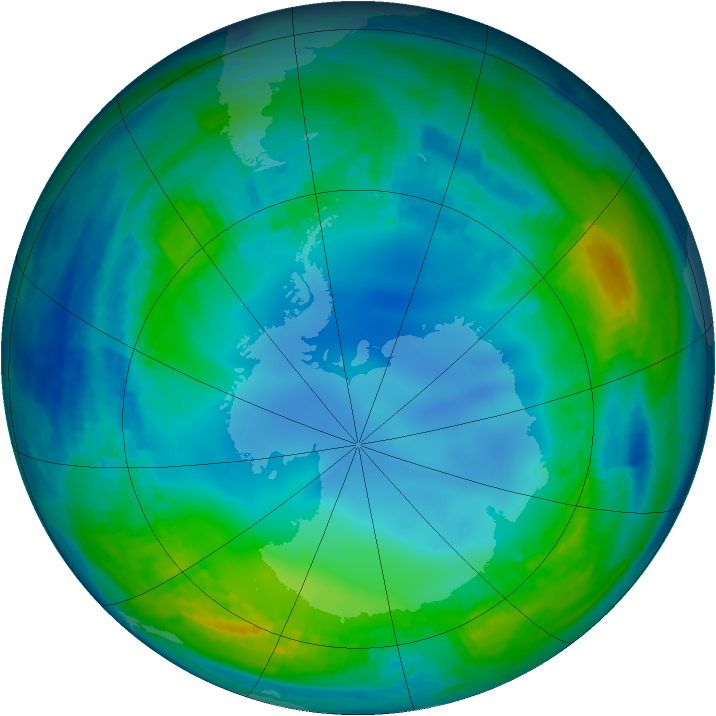 Antarctic ozone map for 20 May 2001